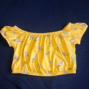 Off The Shoulder Yellow Hollister Crop Top